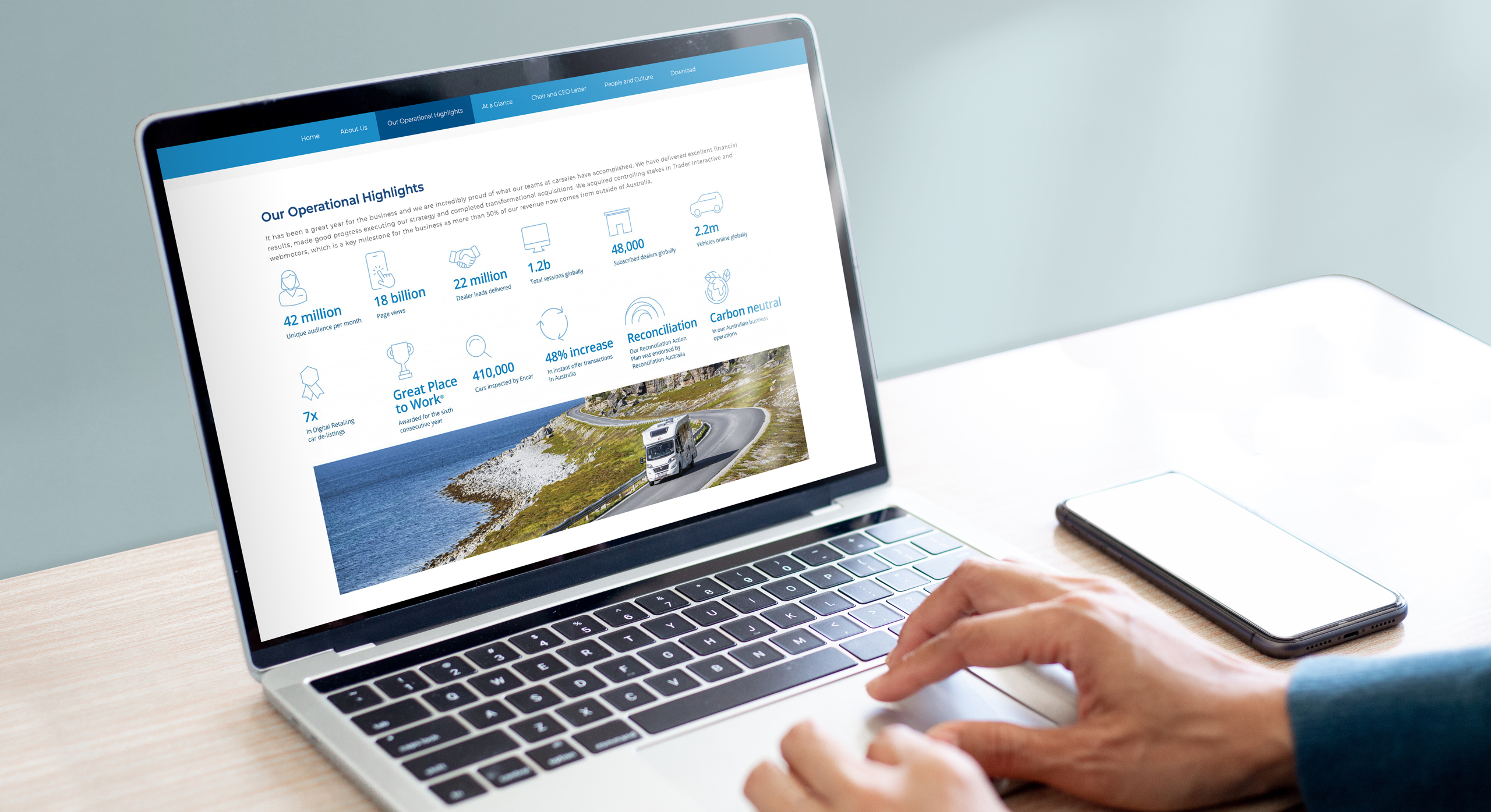 Carsales Annual report 2023 online by MDM design.