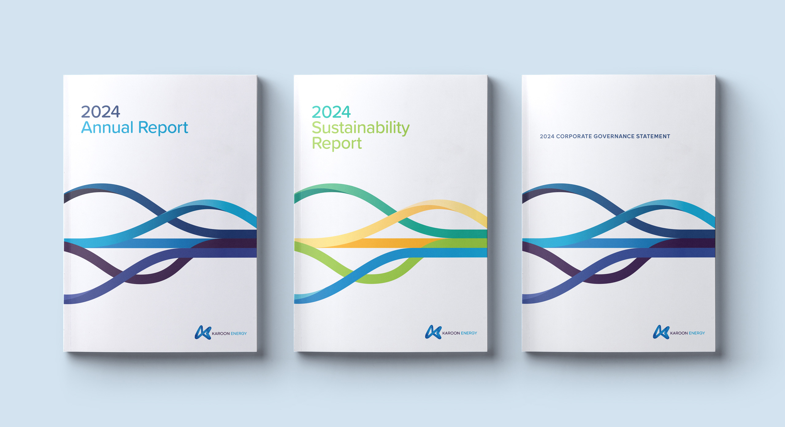 Karoon annual report 2024 covers by MDM design.