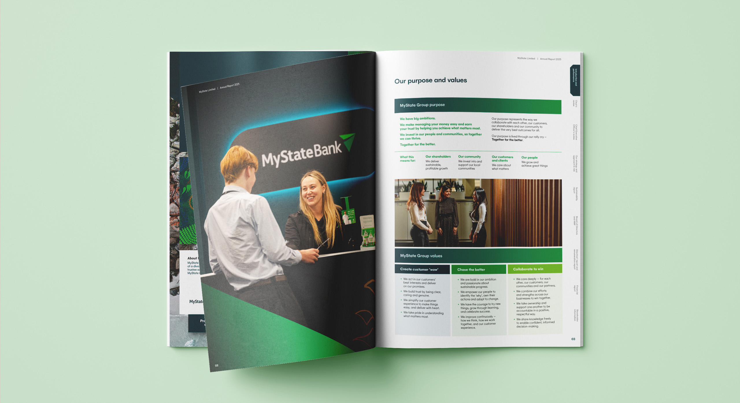 Mystate Annual report 2025 page design by MDM design.