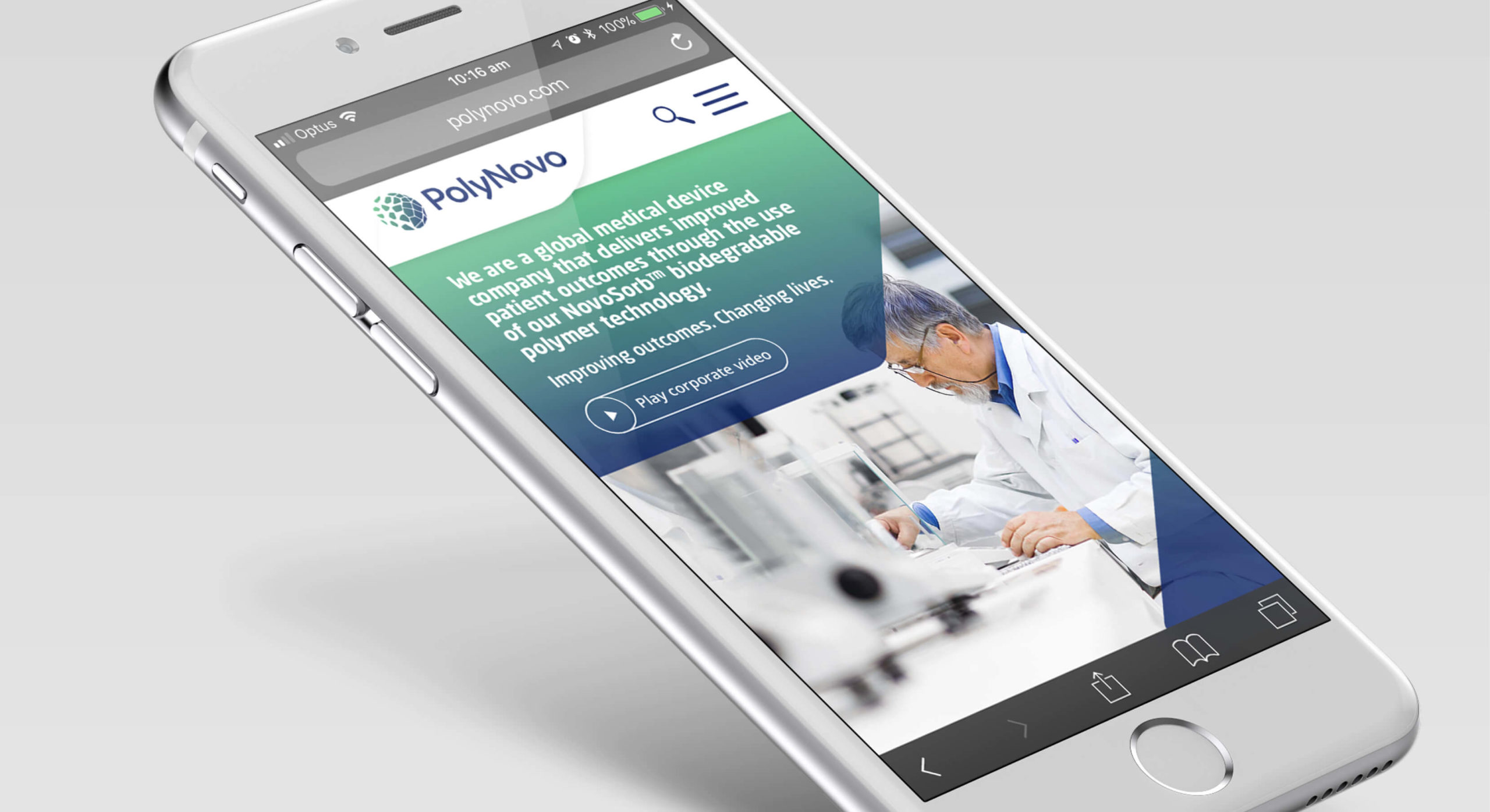 PolyNovo Branding design website by MDM design.
