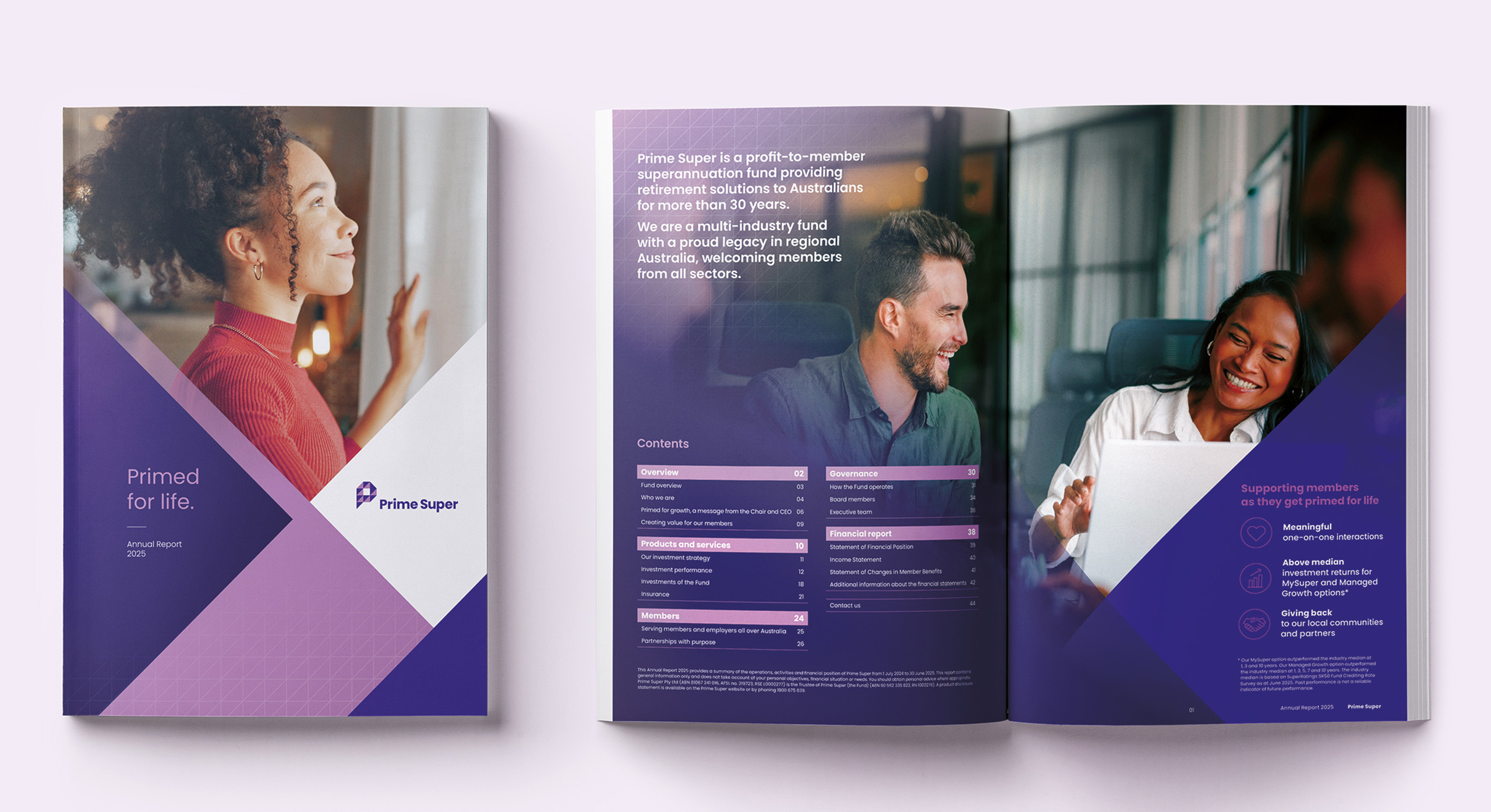 Prime Super annual report 2025 case study by MDM design.