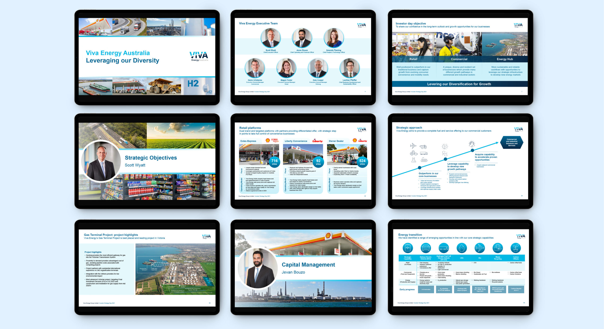 Viva Energy investor day presentation design by MDM design.