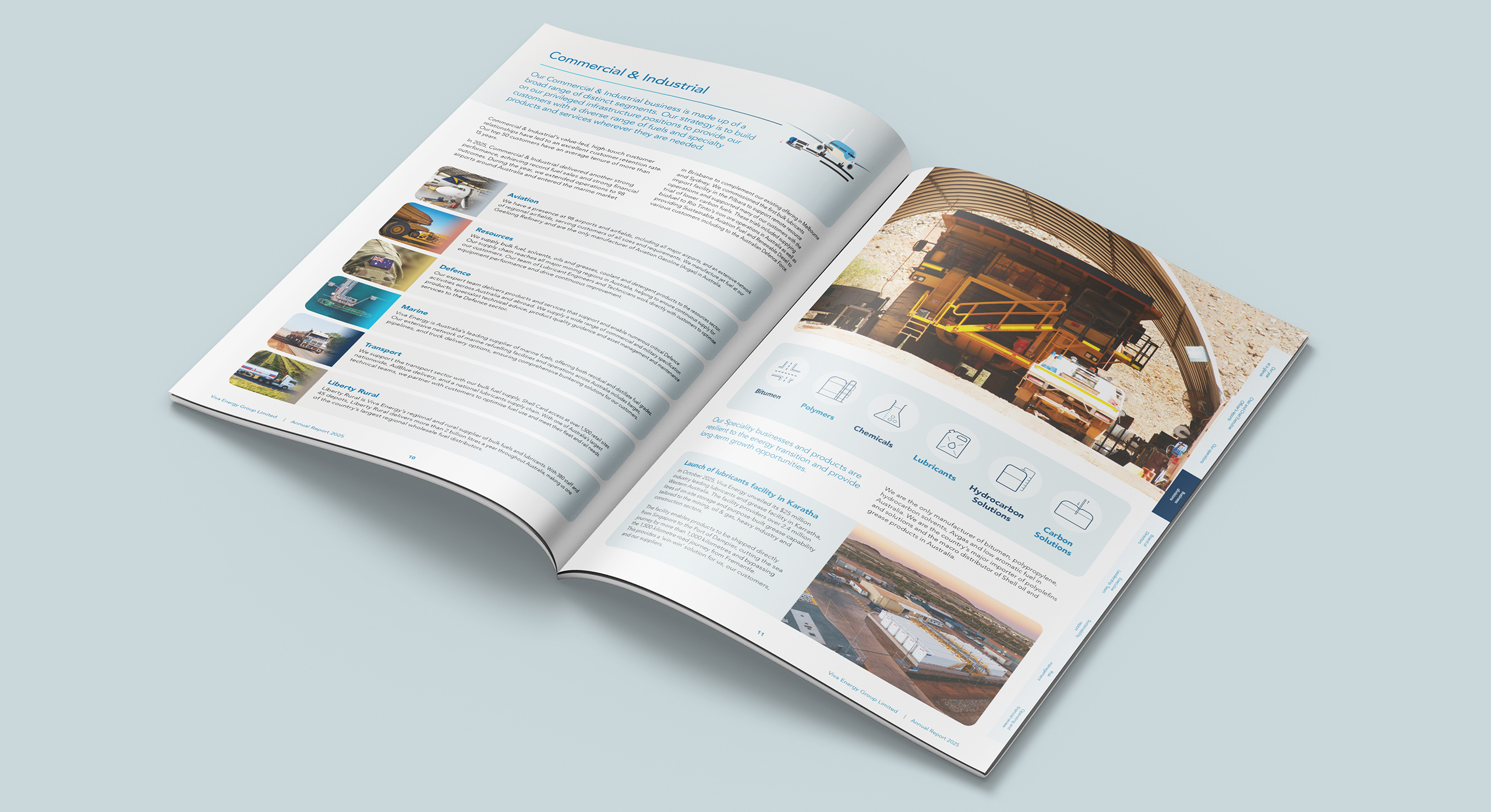 Viva Energy Australia annual report 2025 page design by MDM design.